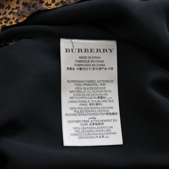 Burberry Brit Zip-Front Leopard-Print Mulberry Silk Dress Size 4 Georgette - Picture 12 of 14